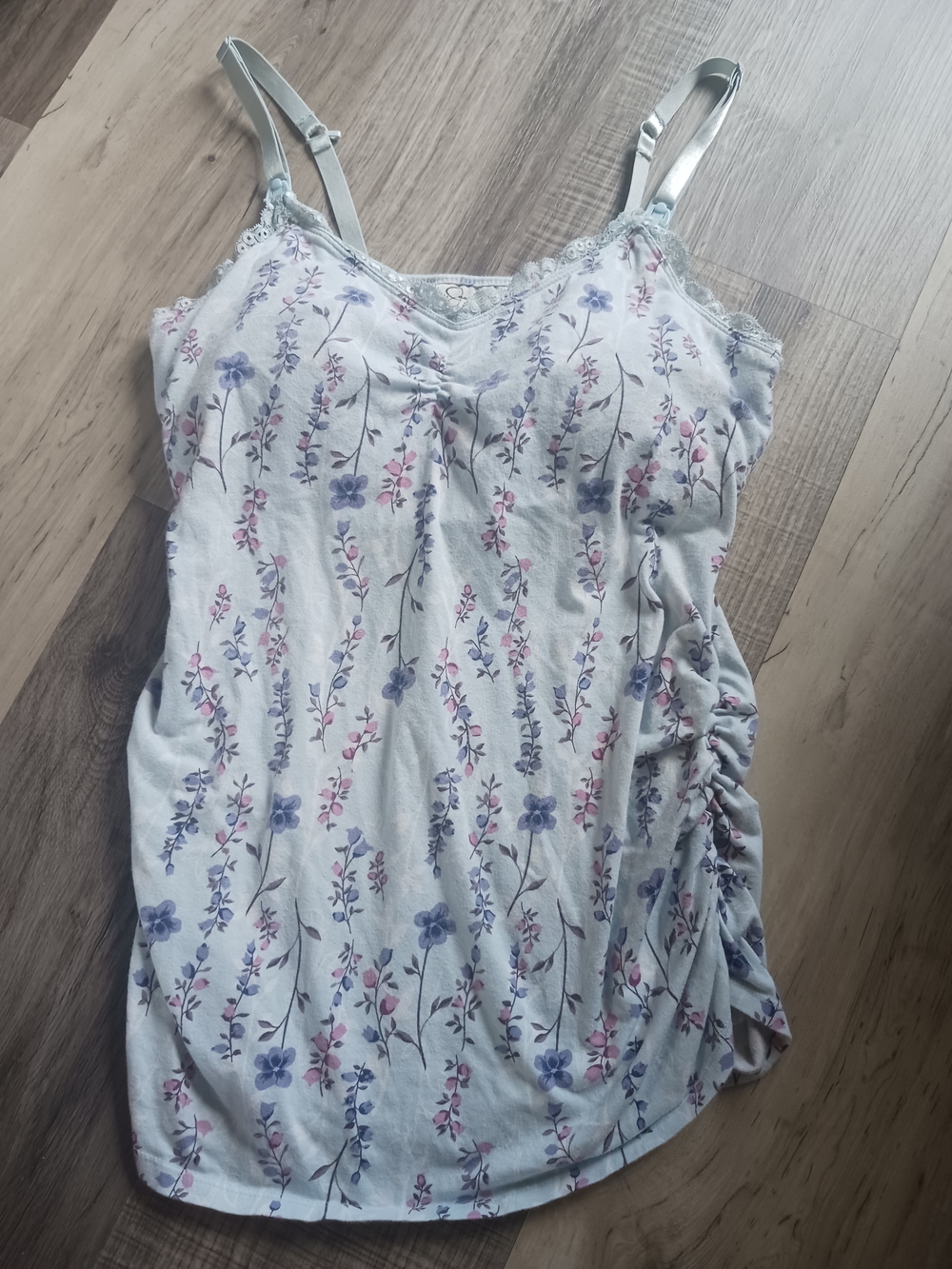 Jessica Simpson Cotton Light Blue Floral Nursing & Maternity Camisole